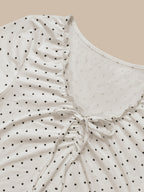 Women's Elegant Polka Dot Print Pleated V-Neck Sleeveless Casual Tank Top, Summer Style