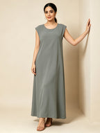1pc Solid Color Elegant Casual Spring Autumn Suitable for Women'S Daily Base Layer Vest Abaya Muslim Dress Robe Summer Abaya - Dark Gray