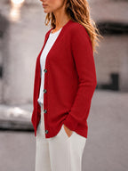 New Arrival, Fashion Women'S Clothing, Spring Autumn Early Winter, Button-Poked Sweater Jacket - Red