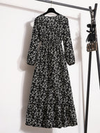 Elegant Vintage -Line Maxi Dress with Flared - -Length Suitable for Parties, Weddings, Vacations, Round Neck Machine Washable Dress, Spring/Autumn Outfits for Special Occasions - Mixed colors