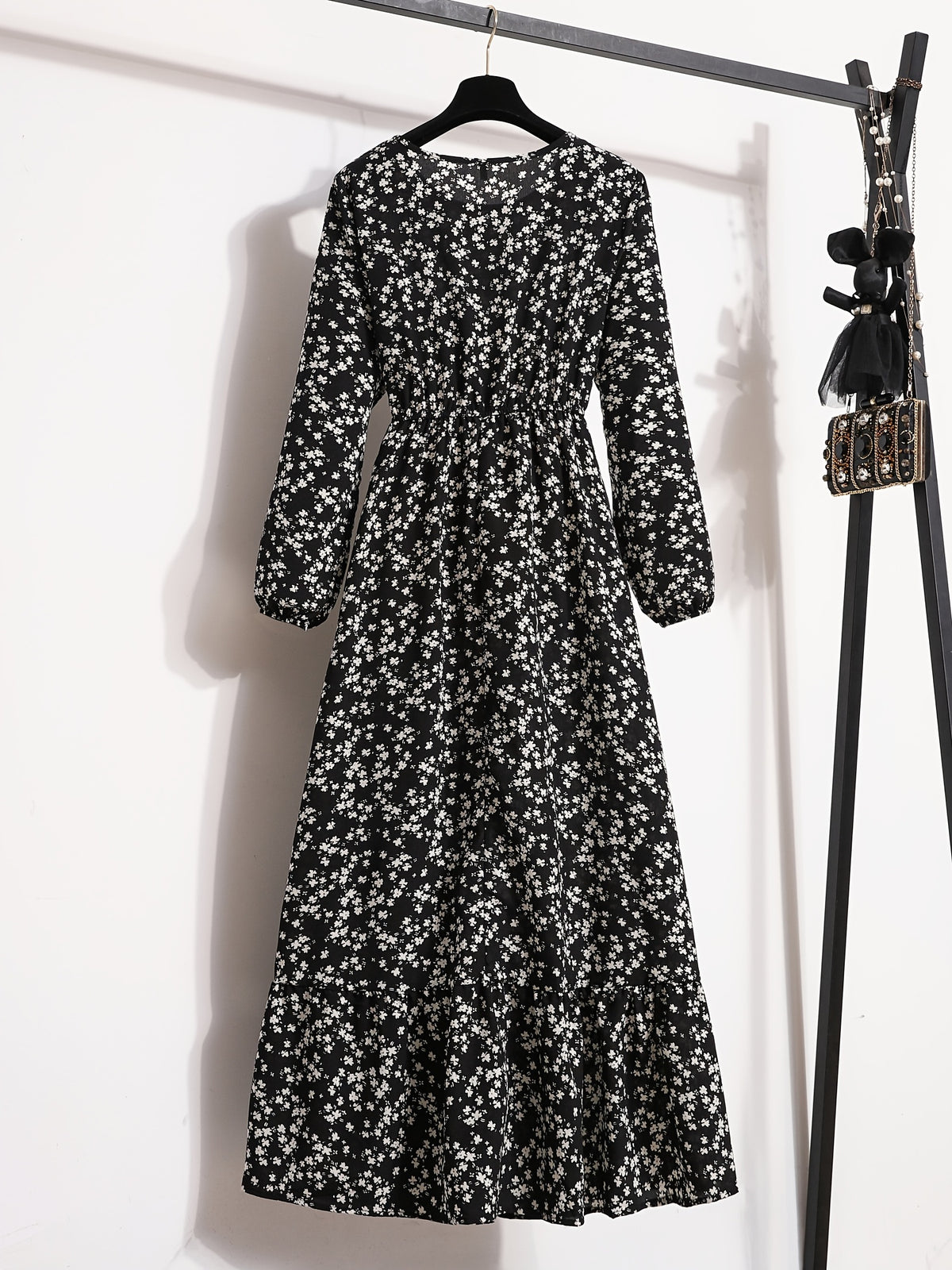 Elegant Vintage -Line Maxi Dress with Flared - -Length Suitable for Parties, Weddings, Vacations, Round Neck Machine Washable Dress, Spring/Autumn Outfits for Special Occasions - Mixed colors