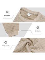2pcs Men's Knit Pullover, Crew Neck Sweater in Different Color Combinations, Small Check Waffle Knit Texture, Warm and Comfortable for Autumn/Winter, Solid Color Simple and Versatile, Can Be Used as a Gift for Men - Khaki+Dark Grey