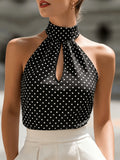 Polka Dot Halter Neck Tank Top, Sleeveless Inner/Outer Wear for Women, Summer Apparel - Mixed Color 2