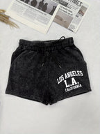 Small Niche Design, Fashionable and Trendy Patterns, Printed Women's Summer Retro Washed Distressed Shorts, Loose and Casual - Black