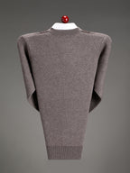 Men's Autumn and Winter Knitted Cardigan Sweater, Classic Striped Design Thickened with Pockets, Gift for Men, Suitable for Casual, Business, and Sports Knitted Outerwear Top - Camel
