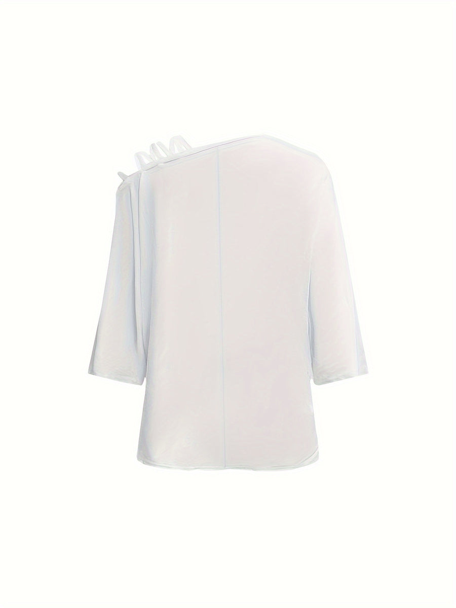 Unique Printed Off-Shoulder T-Shirt, Casual Summer Top for Women - White