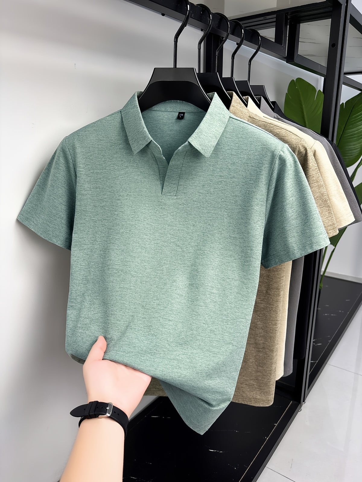 Minimalist Urban Short-Sleeve Polo Shirt, Breathable for Daily Commuting - Green