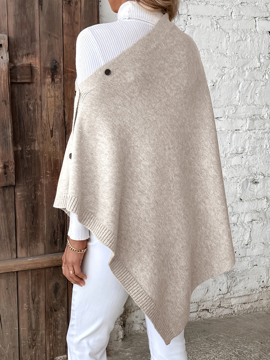 A Versatile Cape That Can Be Styled in Various Ways Throughout The Year, Featuring an Elegant Design, Solid Colors, Buttons, And Suitable for Air-Conditioned Environments - Apricot