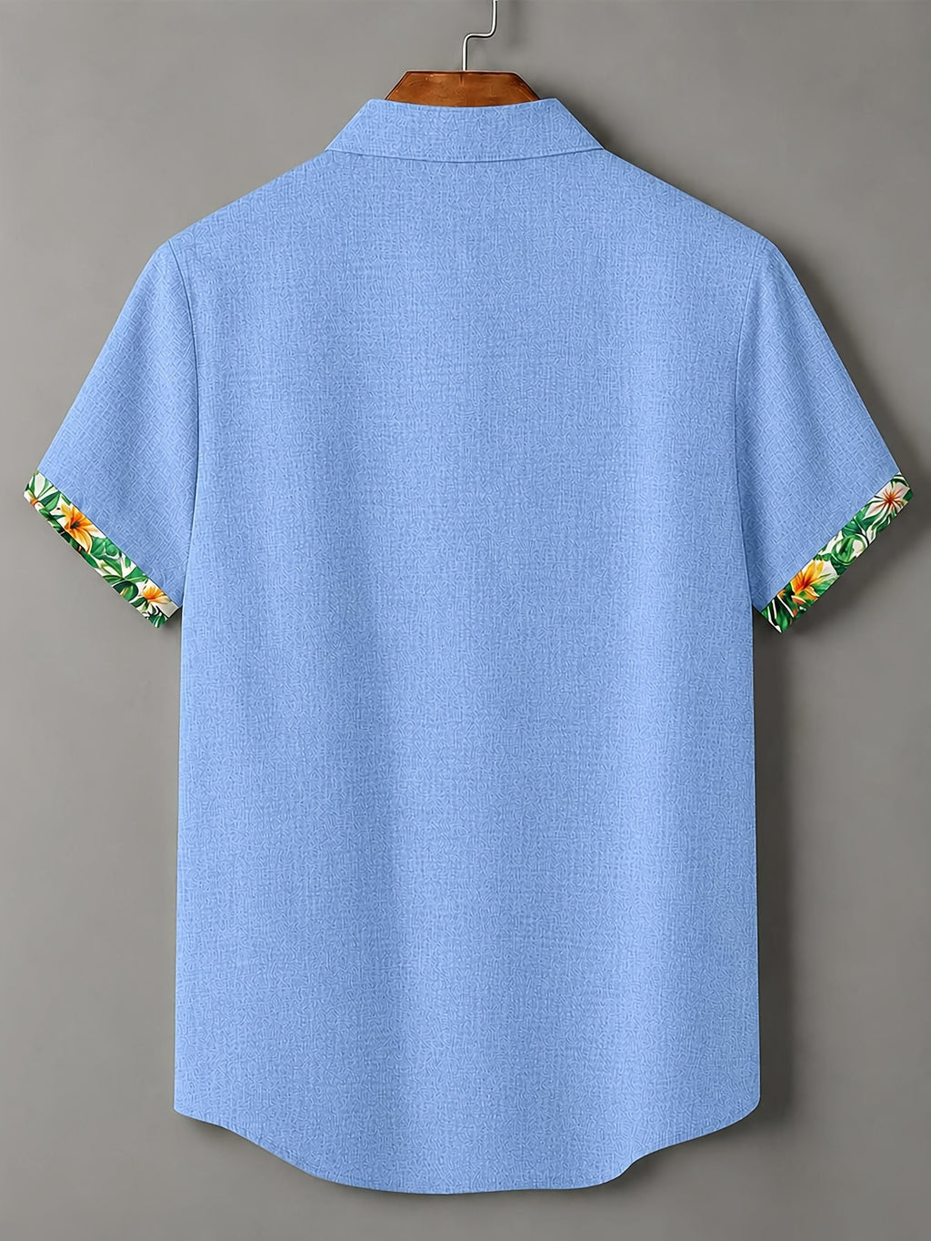 100% Men'S Casual Short Sleeve Shirt, Pure Fabric with Print And Color Block Design for Summer, Beach Vacation Style Blouse, Fabric Is Sweat-Absorbent And Breathable, Great Gift for Boyfriend And Husband, Suitable for Outdoor Travel Or Vacation - Sky Blue