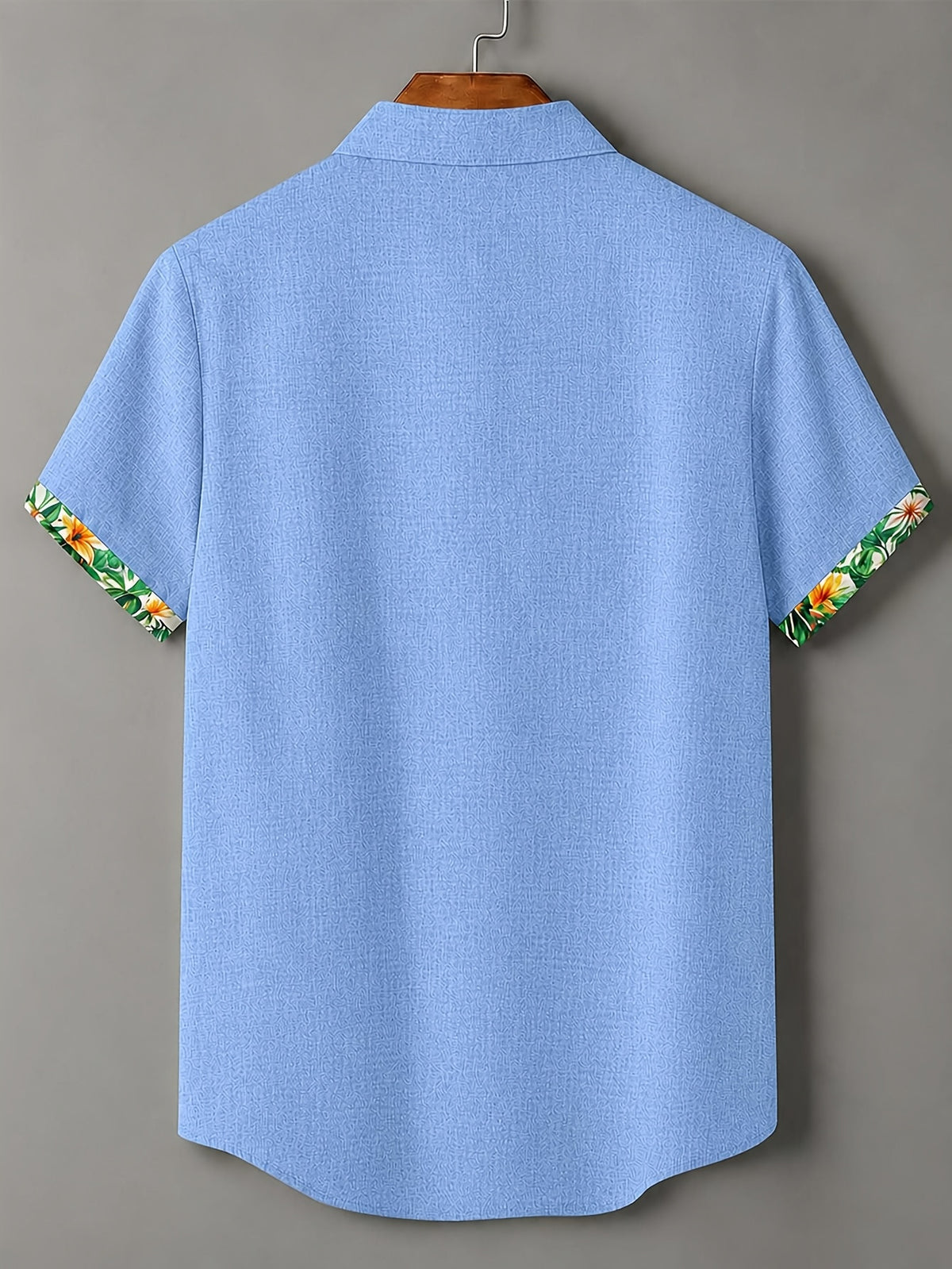 100% Men'S Casual Short Sleeve Shirt, Pure Fabric with Print And Color Block Design for Summer, Beach Vacation Style Blouse, Fabric Is Sweat-Absorbent And Breathable, Great Gift for Boyfriend And Husband, Suitable for Outdoor Travel Or Vacation - Sky Blue
