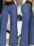The Elegant and Stylish Waist-concealed Dress Features a Solid-color Plaid Skirt, Perfect for Spring, Summer, and Autumn Outfits - Blue