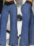 The Elegant and Stylish Waist-concealed Dress Features a Solid-color Plaid Skirt, Perfect for Spring, Summer, and Autumn Outfits - Blue