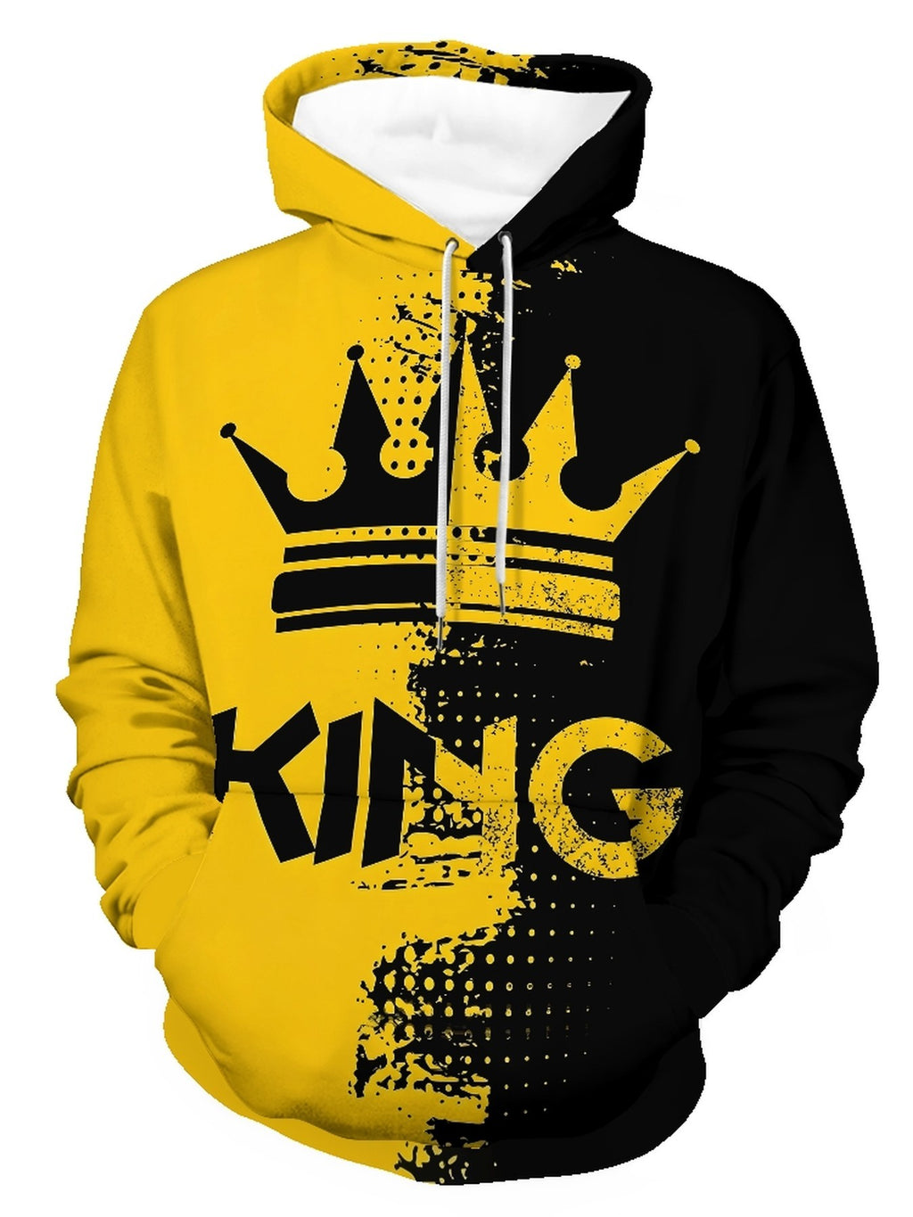 Men's Long Sleeve Pullover Hoodie Black and Yellow Color Block Abstract Splatter Pattern Digital Print Hooded Design Ribbed Cuffs Ribbed Hem Polyester Casual Streetwear for Daily Wear and Weekend Leisure Spring and Fall - Mixed colors