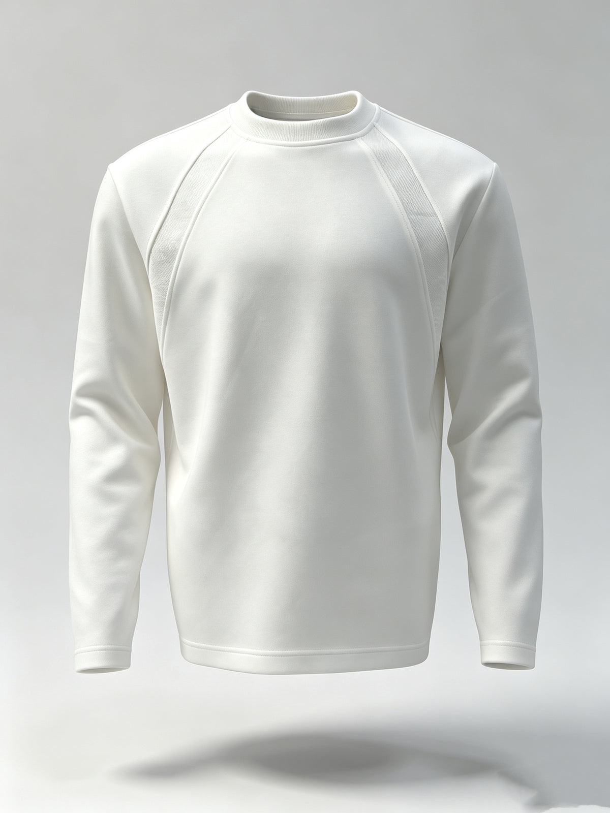 Men Raglan Crew Neck Long Sleeve Sweatshirt, Solid Color Loose Basic Pullover Top, Casual Daily Shirts for Spring Autumn - White