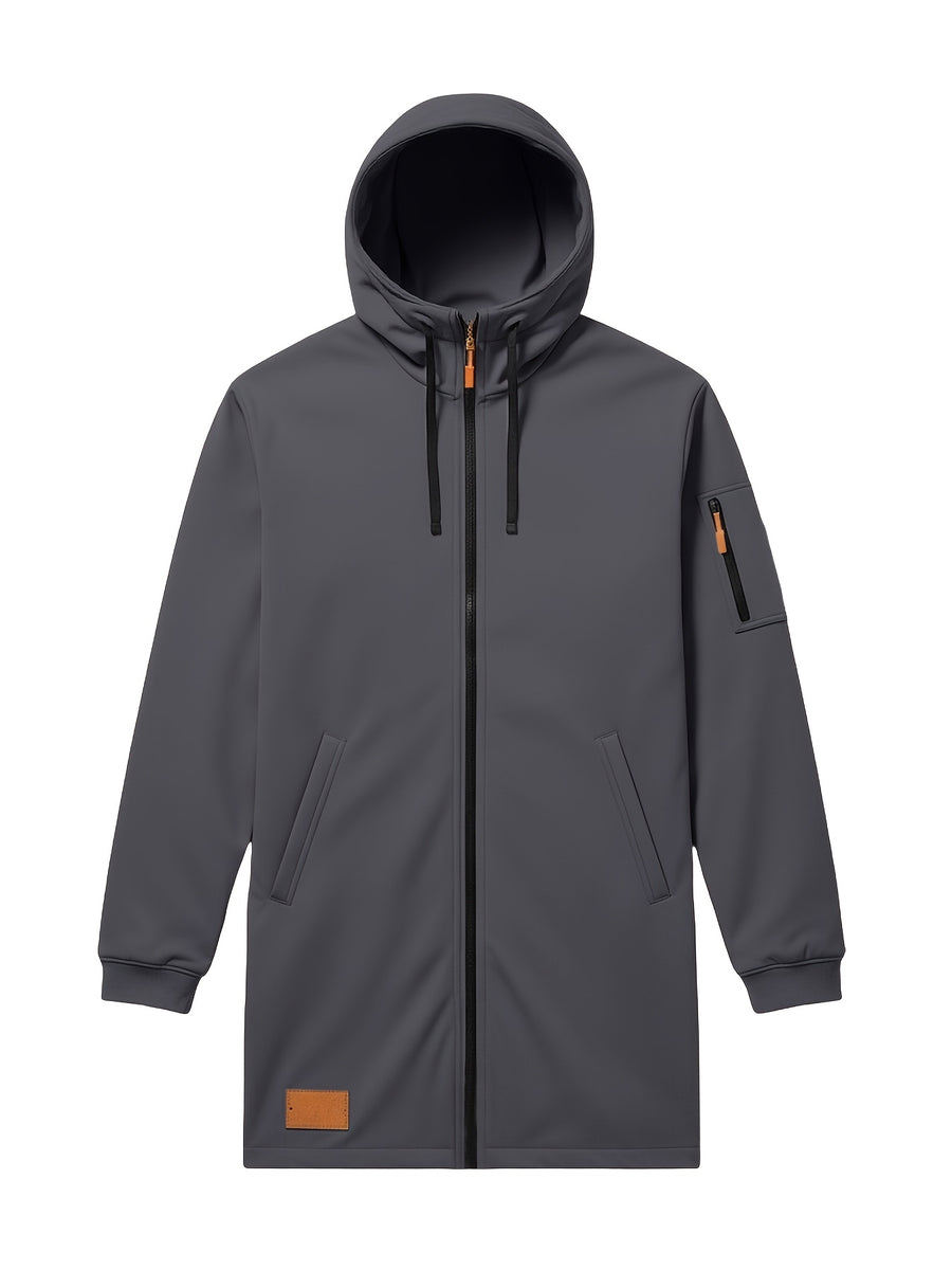 New Men's Casual Sports Sweatshirt and Hooded Long Knitted Jacket, Featuring a Multi-pocket Style. The Overall Fit Is Loose and Elegant. Fashionable Outdoor Casual Sweatshirt, Long-sleeved Cardigan, Hooded Design, Winter Clothes for Men - Dark Gray