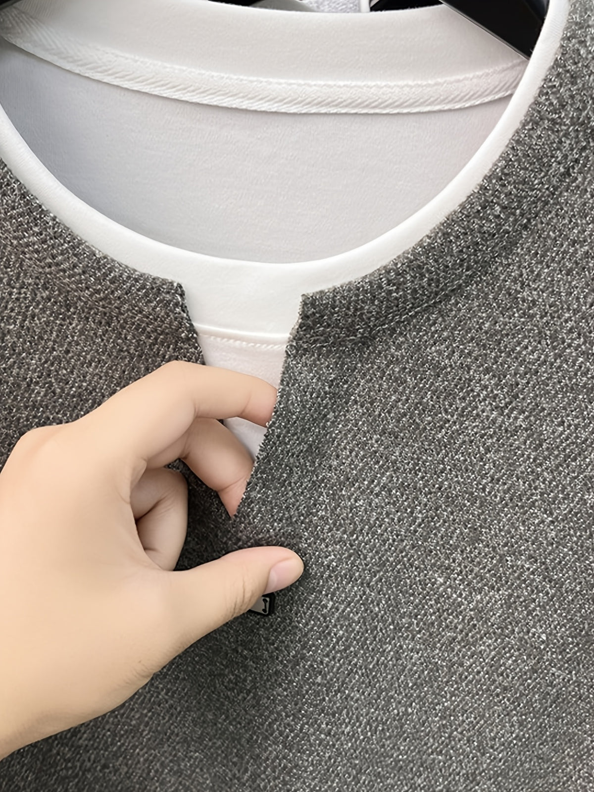 Men's 2-in-1 Look V-Neck Sweatshirt, Loose Drop Shoulder, Casual Pullover Long Sleeve, Suitable for Daily Commuting and Leisure. -SINBOS - Coffee Color