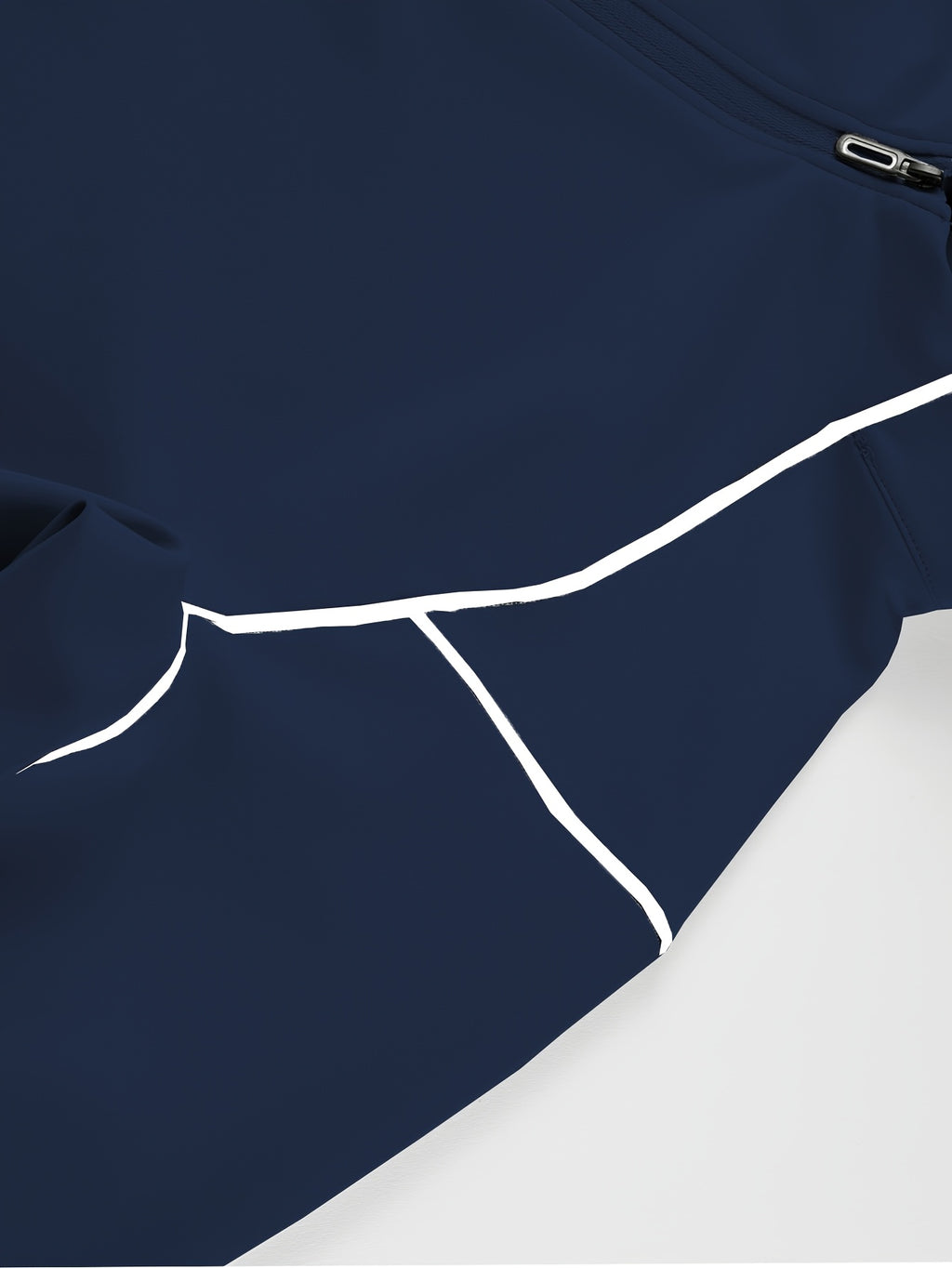 Single Pc Men'S Multi-Color Elastic Sports Fabric Long Sleeve Shirt, Half-Zipper Stand Collar, Contrast Line Decoration, Drop Shoulder Structure, Easy Techwear Style, Spring/Autumn Fit Waist-Cinching Shape - Dark Blue