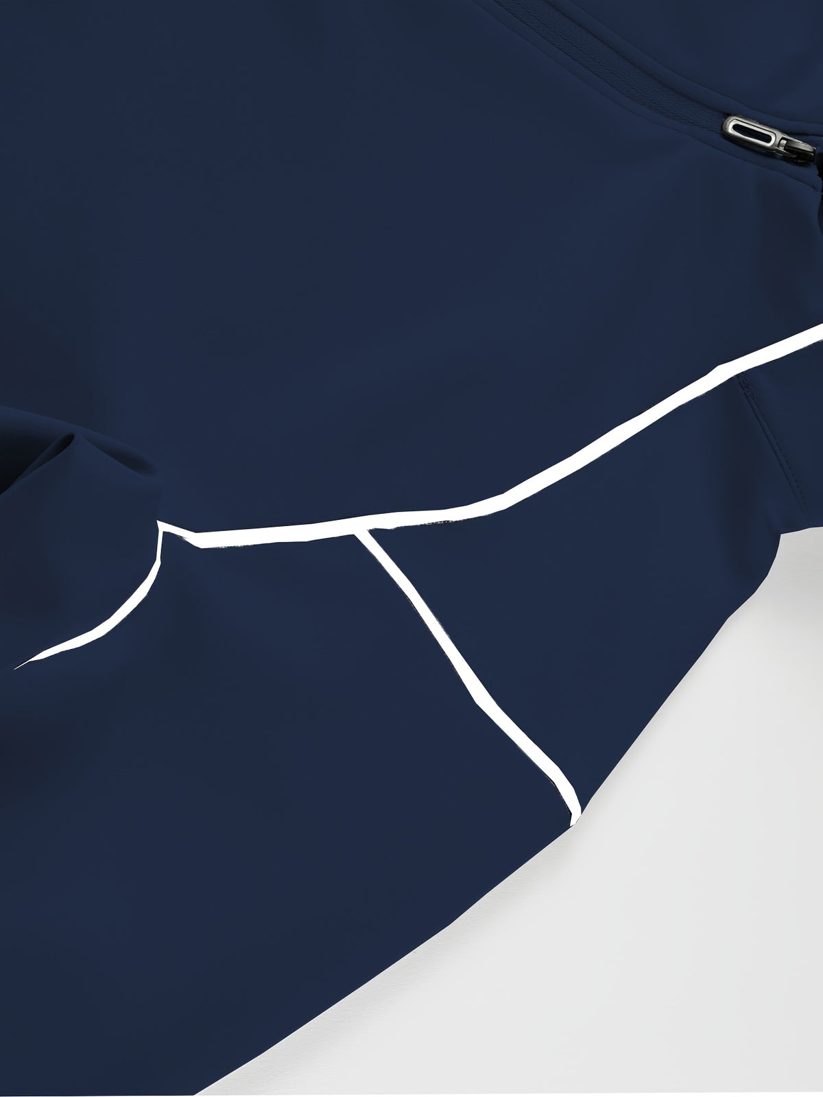 Single Pc Men'S Multi-Color Elastic Sports Fabric Long Sleeve Shirt, Half-Zipper Stand Collar, Contrast Line Decoration, Drop Shoulder Structure, Easy Techwear Style, Spring/Autumn Fit Waist-Cinching Shape - Dark Blue