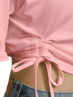 Women's Pink Butterfly & "Beauty Is All Around" T-Shirt - Loose-Fit Short Sleeve Top with Drop Waist Hem, Soft Machine Washable -Compatible Tee Suitable for Travel, Beach, Commuting, Casual Outfits - Peach