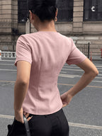 Women's Fashionable and Elegant Commuter Shirt - Pale Pinkish Gray