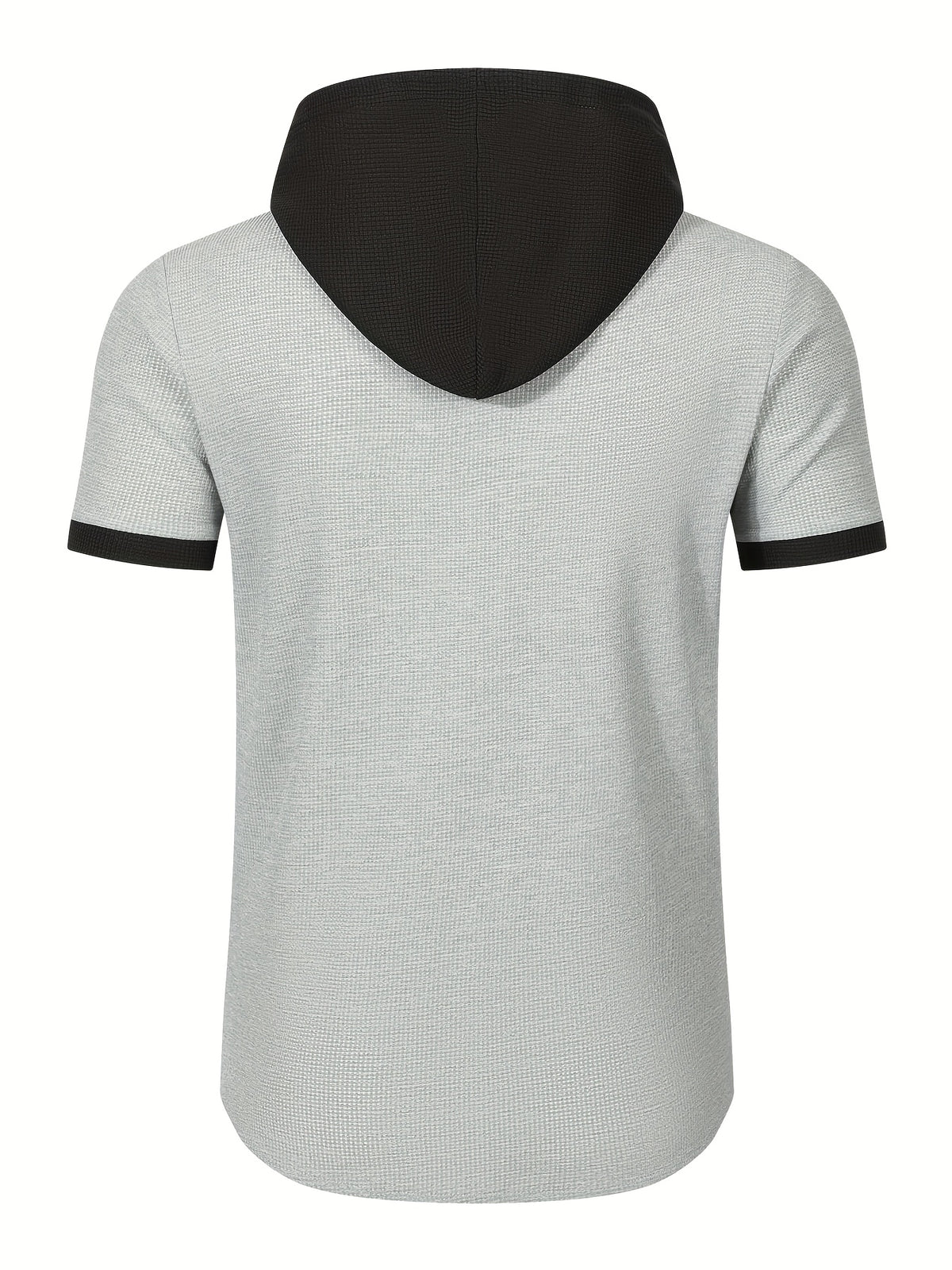 New Summer Shirt with Hooded Men'S Wear, Casual, Loose, Fashionable, Athletic, Home Workout, Camping, Fitness, Beach Shirt, Solid Color, Trendy, Youthful Fashion, Premium, Short Sleeve, Summer Premium Men'S Shirt - Grey