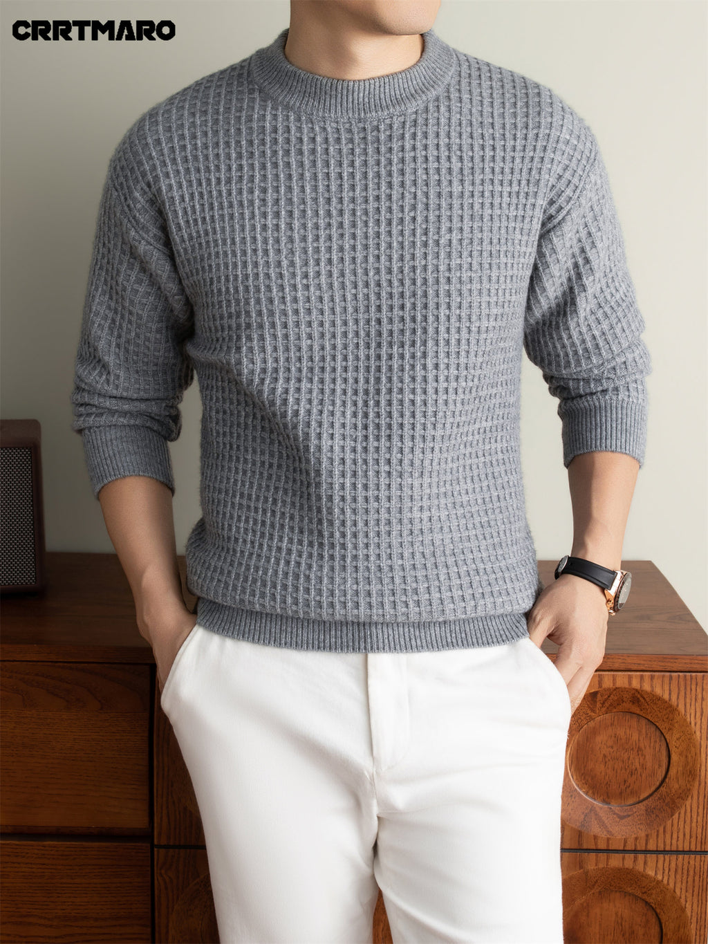 Men'S Heavyweight Thick Crew Neck Pullover Sweater, Warm Casual Layering Top for Fall And Winter - Grey