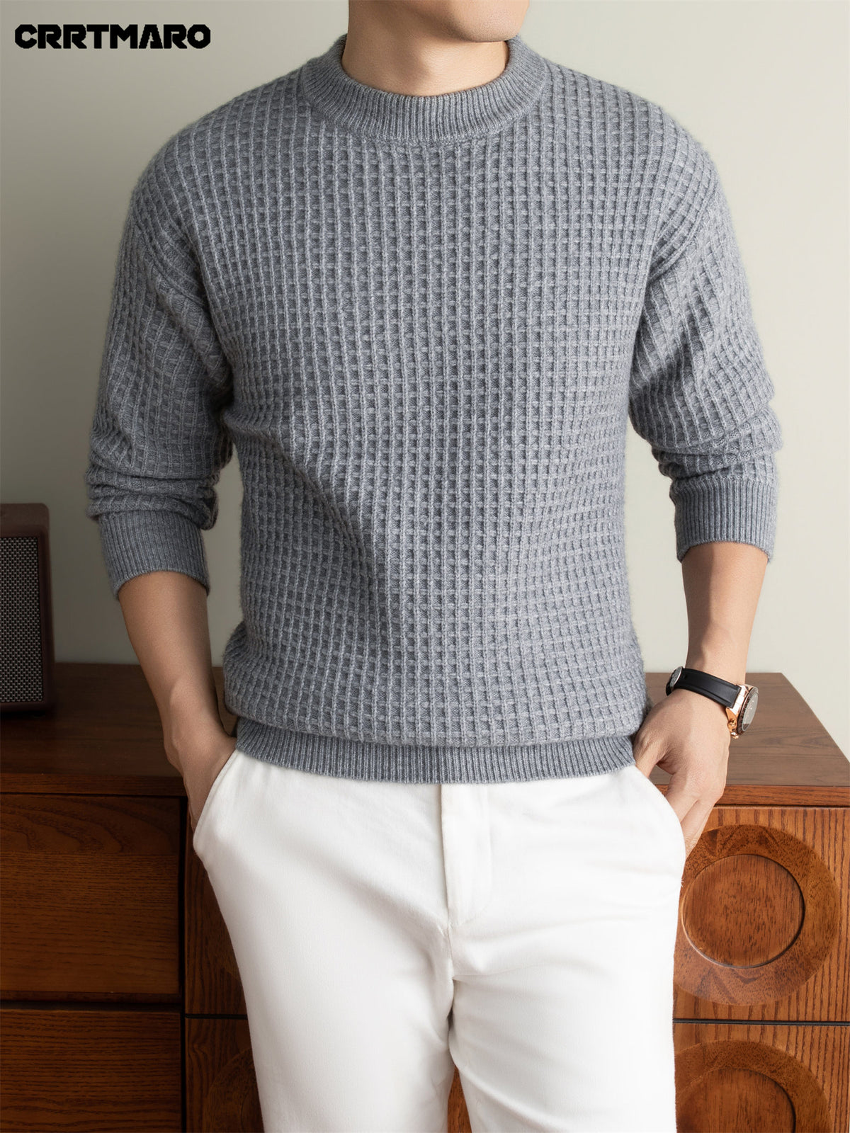 Men'S Heavyweight Thick Crew Neck Pullover Sweater, Warm Casual Layering Top for Fall And Winter - Grey