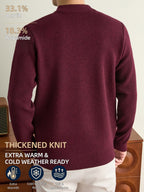 Men's Fall Winter Knit Pullover Sweater with Classic Stripes. Thick, Warm and Comfortable in a Timeless Old-money Style. Perfect for Commuting, Casual Wear, Sports, Hiking, Camping and Fishing. A Great Gift for Fathers and Husbands. - Burgundy
