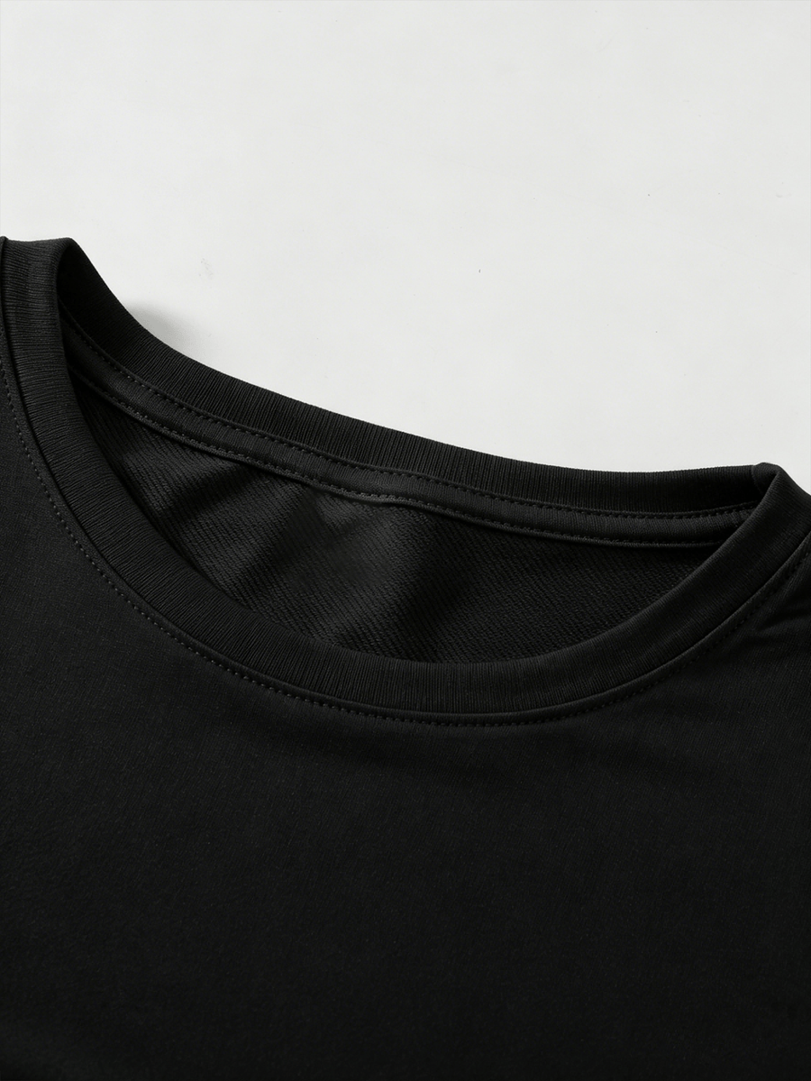 Hand-Drawn Line Art Retro Anime Front And Back Print, Summer Men'S Casual T-Shirt, Men'S Fashion Short Sleeve, Men'S Trendy Top, Loose Short Sleeve, Comfortable, Casual, Commute, Vacation, Premium, Couple Style, Student, Holiday, Gift, All Seasons - Black