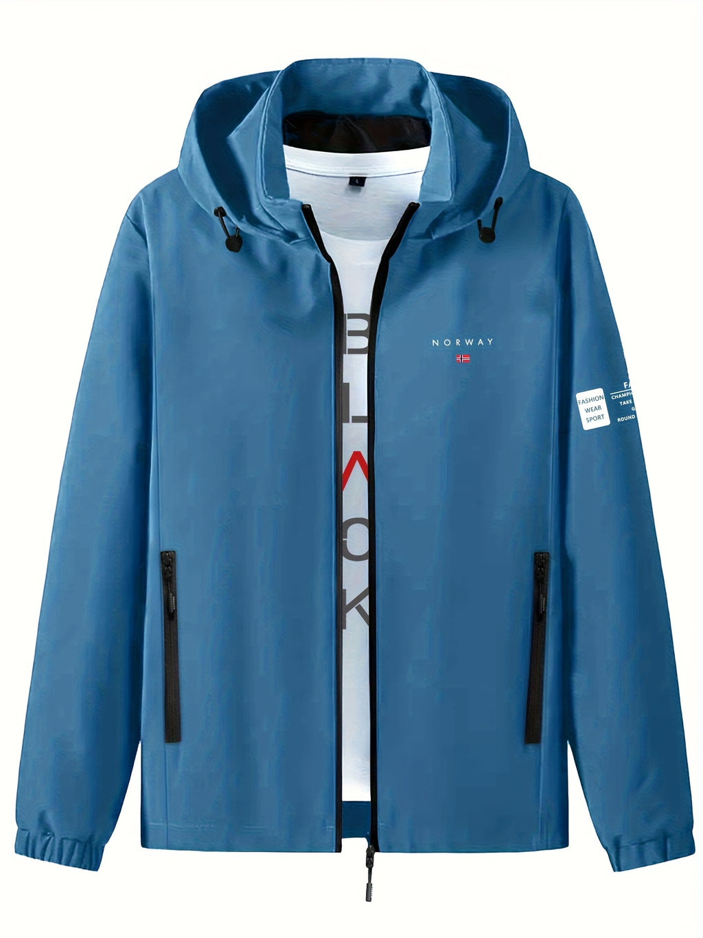 New Arrival Unisex Norwegian Print Windproof Breathable Outdoor Hiking Jacket, Couple's Wear for Outdoor and Home Cold Weather Protection - Sky Blue
