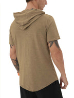 Men'S Short Sleeve Hoodie T-Shirt - Camel