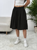 Summer Thin Loose Wide-Leg High-Waist Basic Style Casual Japanese Outer Wear Skirt - Black