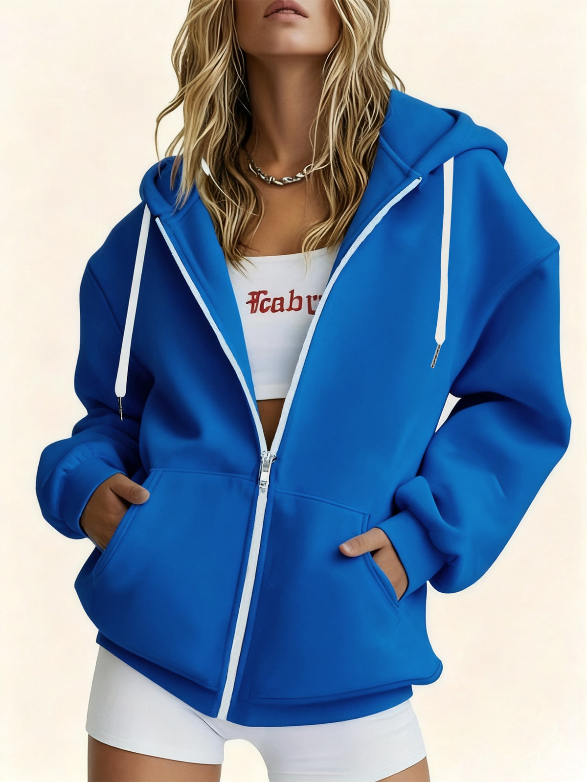 "Disney Official Authorization" Mickey Minnie Theme Printed Ladies Hooded Sweater, Disney Theme Three Prints, Suitable for All Seasons, Skin-friendly Micro-elastic, Everyday Casual Cute Cartoon Drawstring Hoodie. - Royal Blue