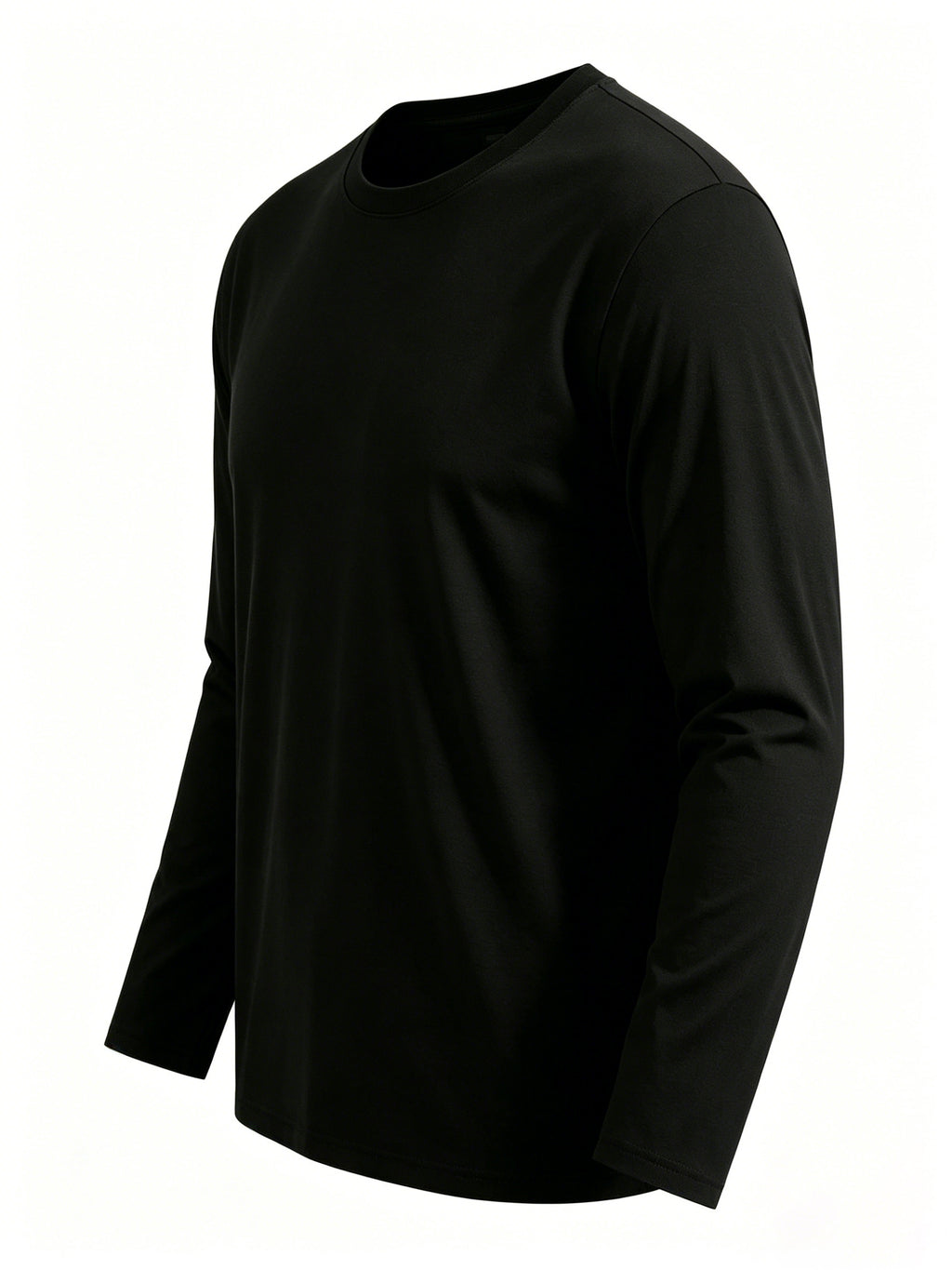4pcs of Pure Cotton Breathable Round-neck Long-sleeve T-shirts, Soft and Well-fitting, Classic Style Suitable for Business Casual and Casual Attire, Versatile for All Seasons and Can Be Worn as an Outer Layer or as an Inner Layer - Black