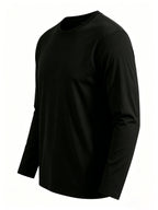 4pcs of Pure Cotton Breathable Round-neck Long-sleeve T-shirts, Soft and Well-fitting, Classic Style Suitable for Business Casual and Casual Attire, Versatile for All Seasons and Can Be Worn as an Outer Layer or as an Inner Layer - Black