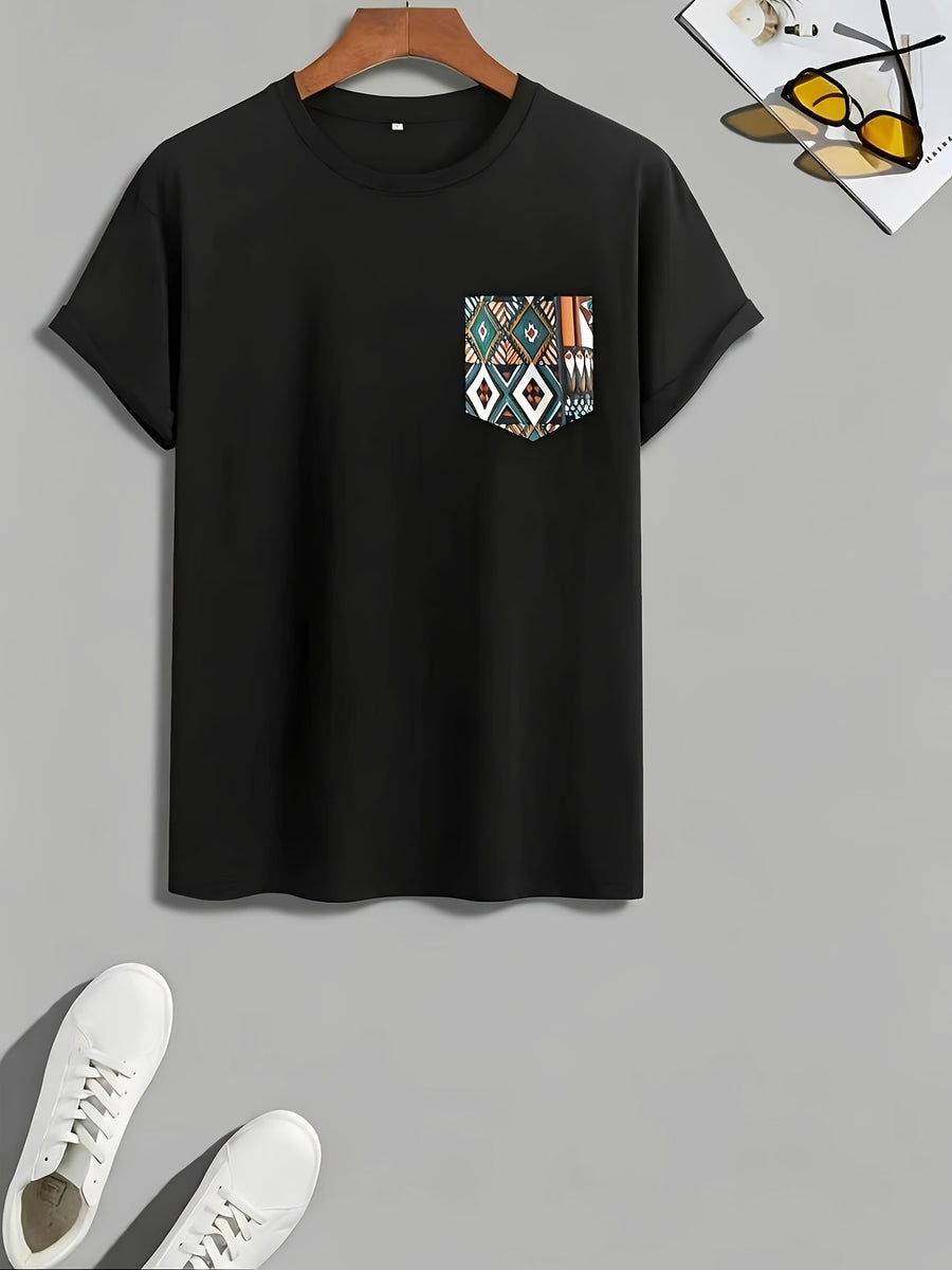 Men'S Fashion Knit Short-Sleeve T-Shirt - Black