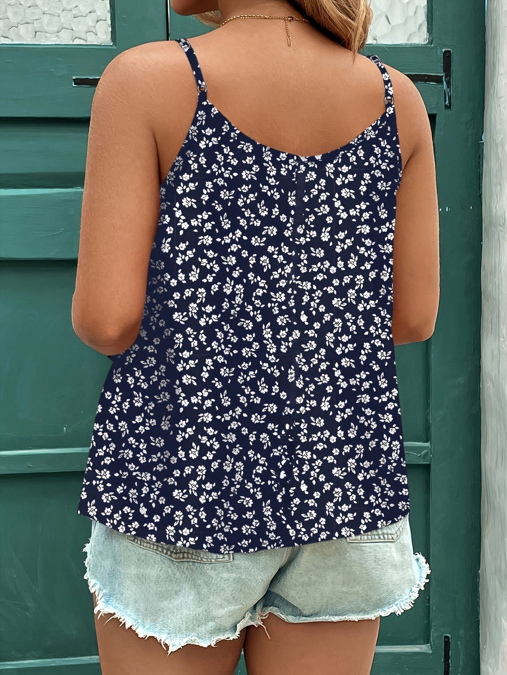 Women's Casual Fashion Tank Top - Blue+White