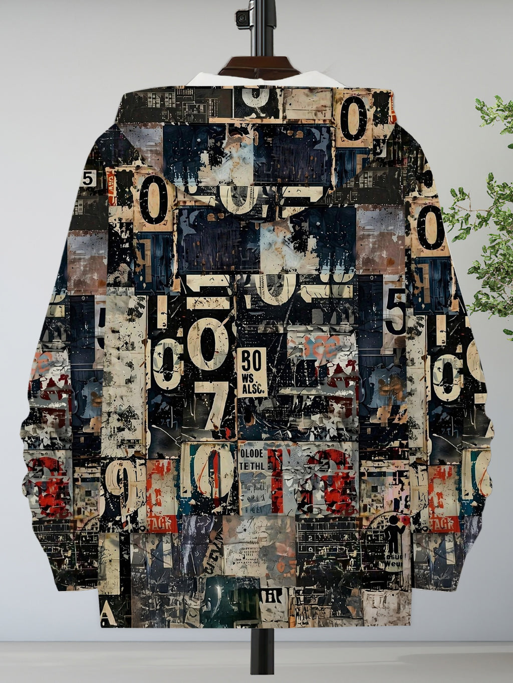 Men's Trendy Men's Trendy Digital Alphabet Collage Print Hooded Zip-Up Sweatshirt Fashion Streetwear Loose Casual Top Youth Stylish Versatile Outerwear - Mixed colors