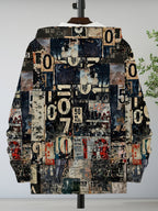 Men's Trendy Men's Trendy Digital Alphabet Collage Print Hooded Zip-Up Sweatshirt Fashion Streetwear Loose Casual Top Youth Stylish Versatile Outerwear - Mixed colors
