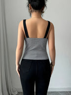Elegant Commuter Houndstooth Print Suspender Vest, Women'S Summer Fashion Versatile Single-Breasted Slim Vest, Women'S Clothing - Black And White
