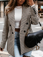 Everyday Houndstooth Suit in Vintage Style for Effortless Fashionable Commute - Black