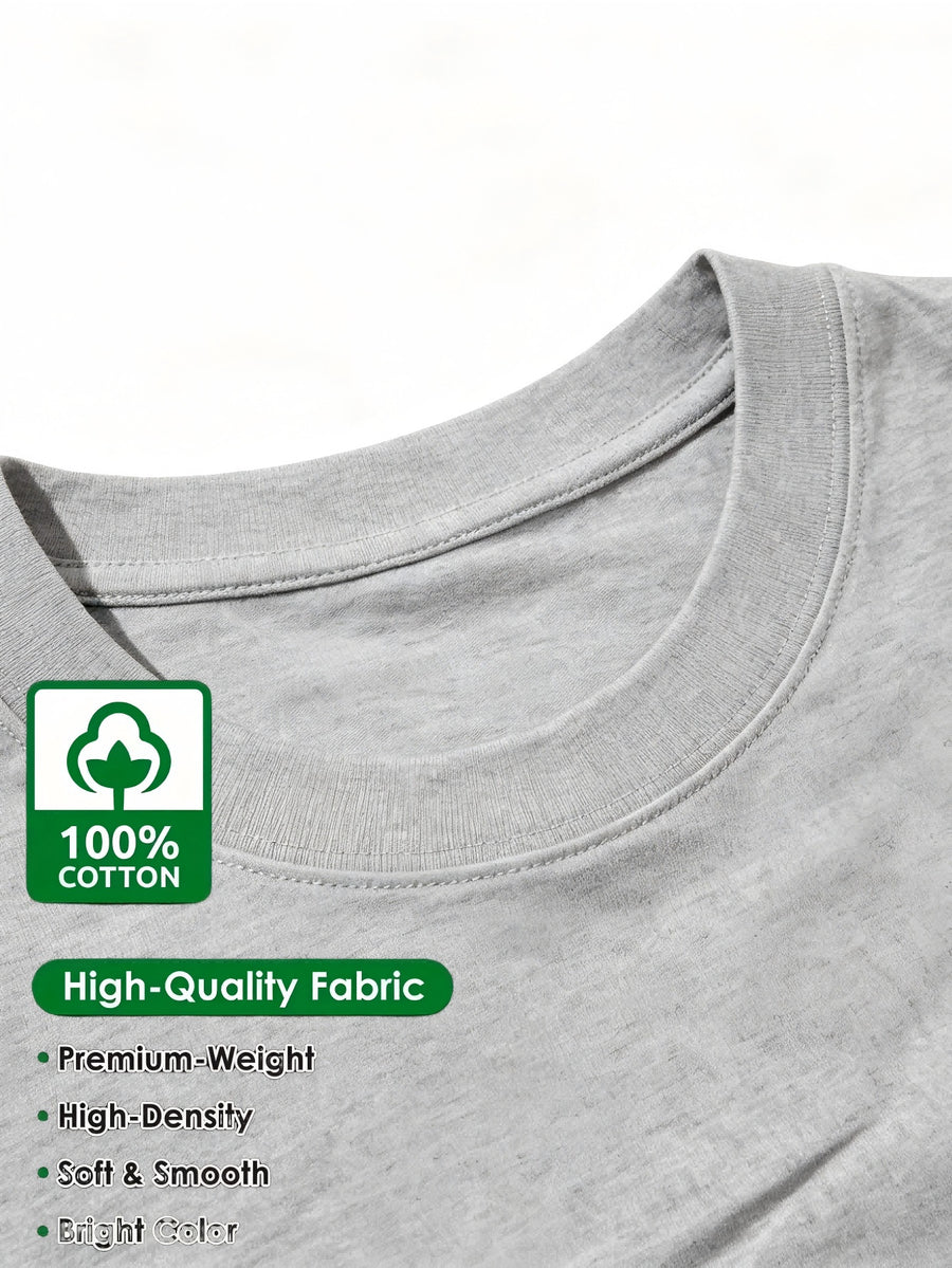 NO LIMITS Personalized Letter Print Unisex Short Sleeve, Made of 210G High-Quality Pure Fabric, Soft And Skin-Friendly Breathable, Dyes Keep Colors Fresh for a Long Time. Classic Trendy Brand Style Design Combined with Distressed Worn-Out Print - Light Grey