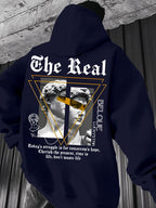 Men's Hooded Sweatshirt with  Color-Block Patchwork Design, Print, and White Drawstring. Fashionable Pullover Long-Sleeve Sweatshirt for Daily Shopping, Lounging, and Outings - Mix color 5