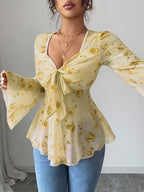 Women'S Fashion Casual Printed Top - Yellow