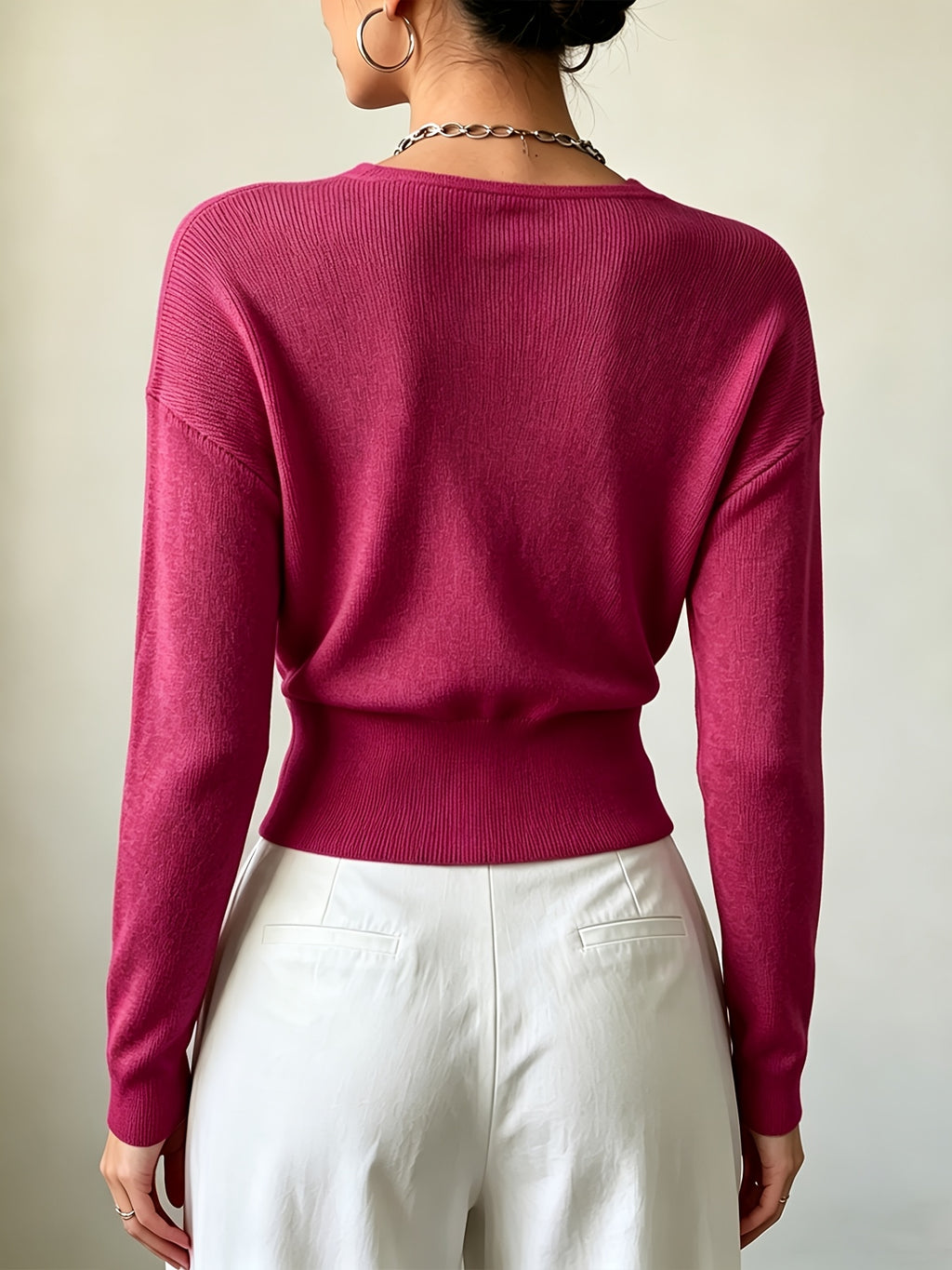 Women'S New Arrivals INS Autumn/Winter Cross-Collar Pullover, Elegant Versatile Loose Fit Machine Washable Long-Sleeve Knitwear - Plum Red