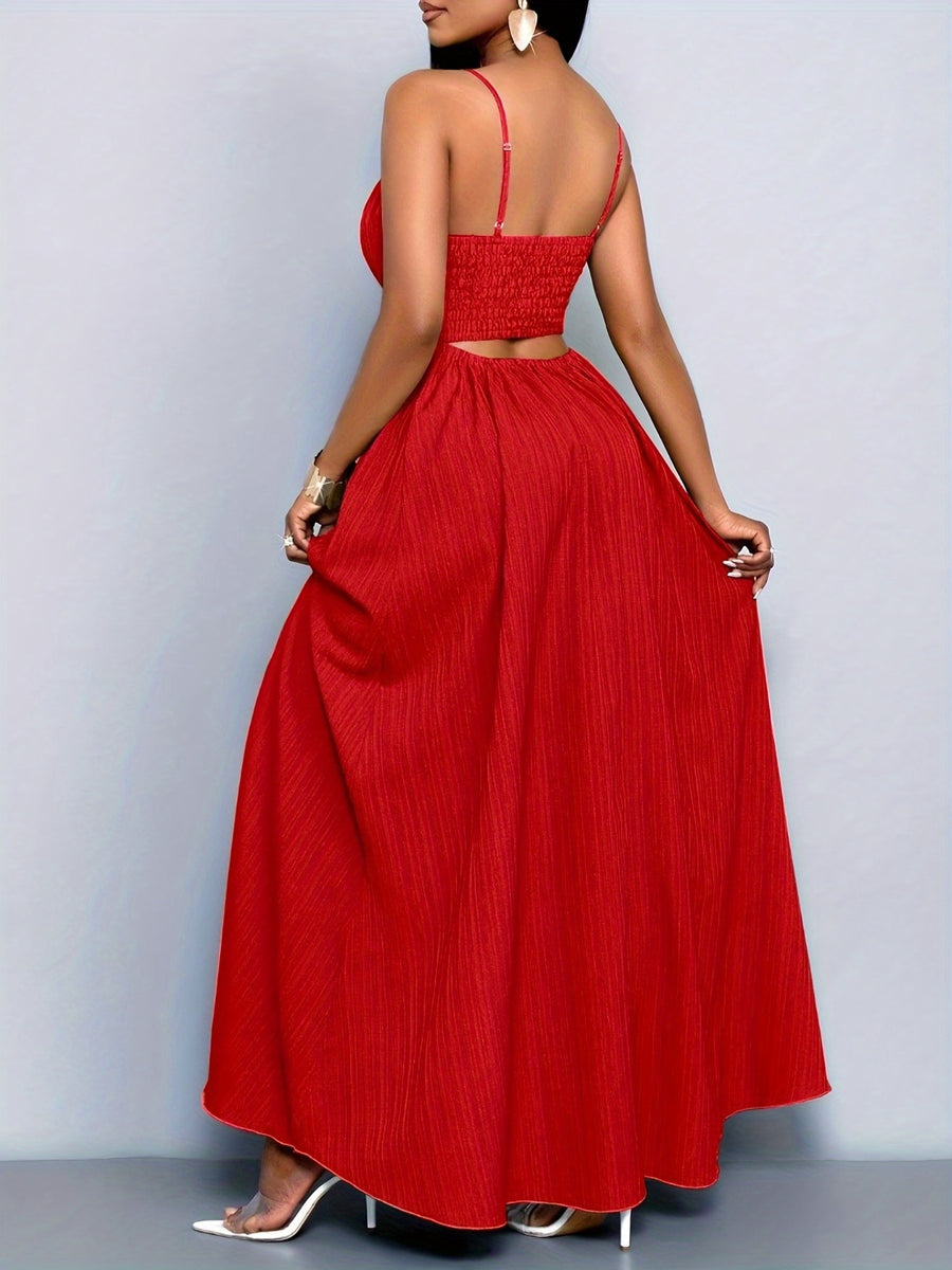 Women's Boho Summer Beach Backless Vacation Maxi DressFlowing Elegant Gown Tropical Dresses for WomenSuitable for Vacation - 【Red】