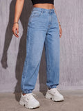 2026 New Comfortable High-Waist Ankle-Cinching Jeans, Casual All-Match Ankle-Cinching Women'S Jeans - Sky Blue