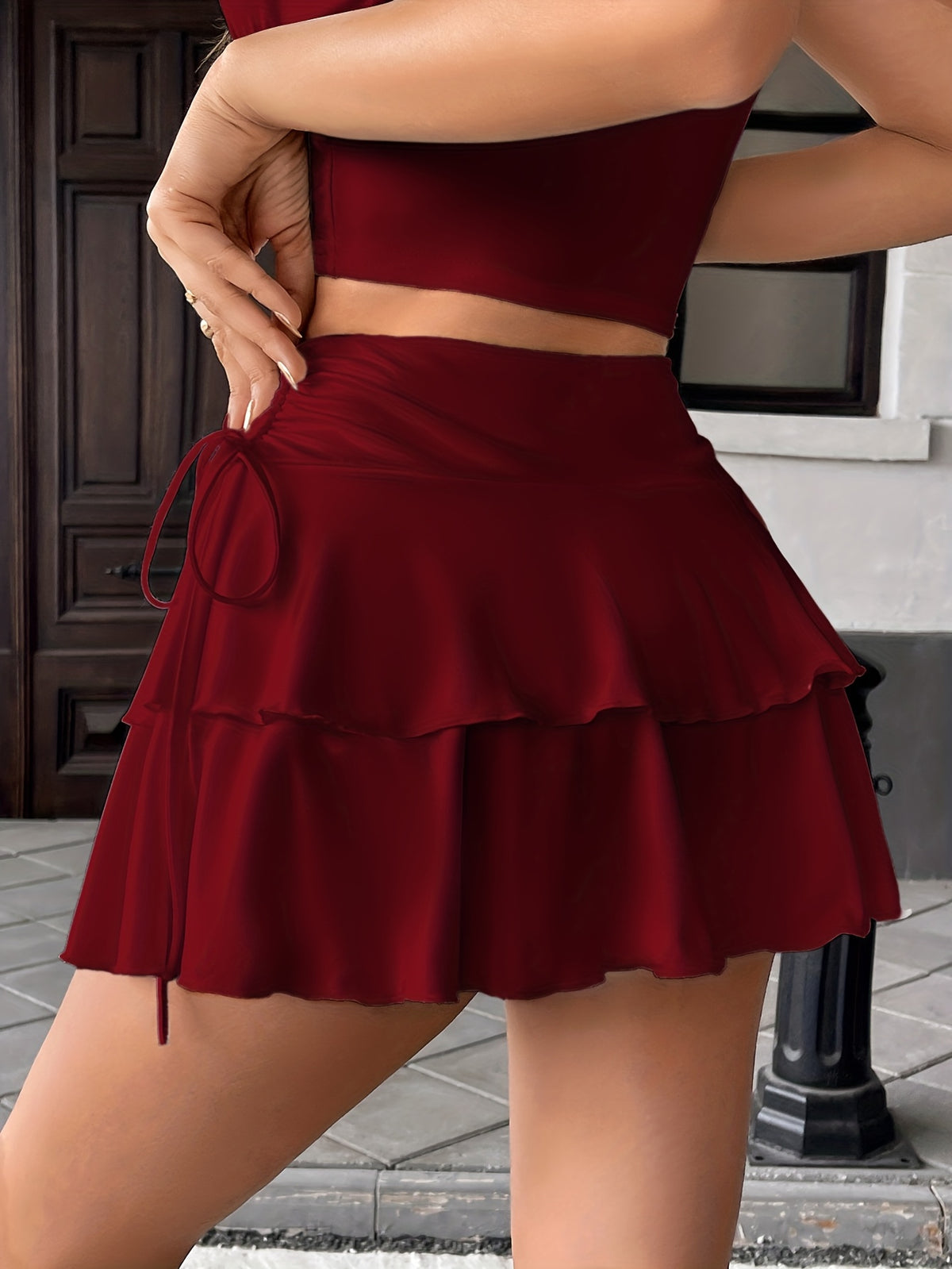 -Border European And American Women'S Wear Temperament Commuting High-Quality Casual Versatile Half Skirt Women'S Half Skirt Women'S Summer Premium Skirt - Burgundy