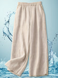 100% Washed Crinkle 130g Dark Apricot Wide-Leg Pants for Women, Breathable and Comfortable with Elastic Waist Ankle Pants - Dark Apricot