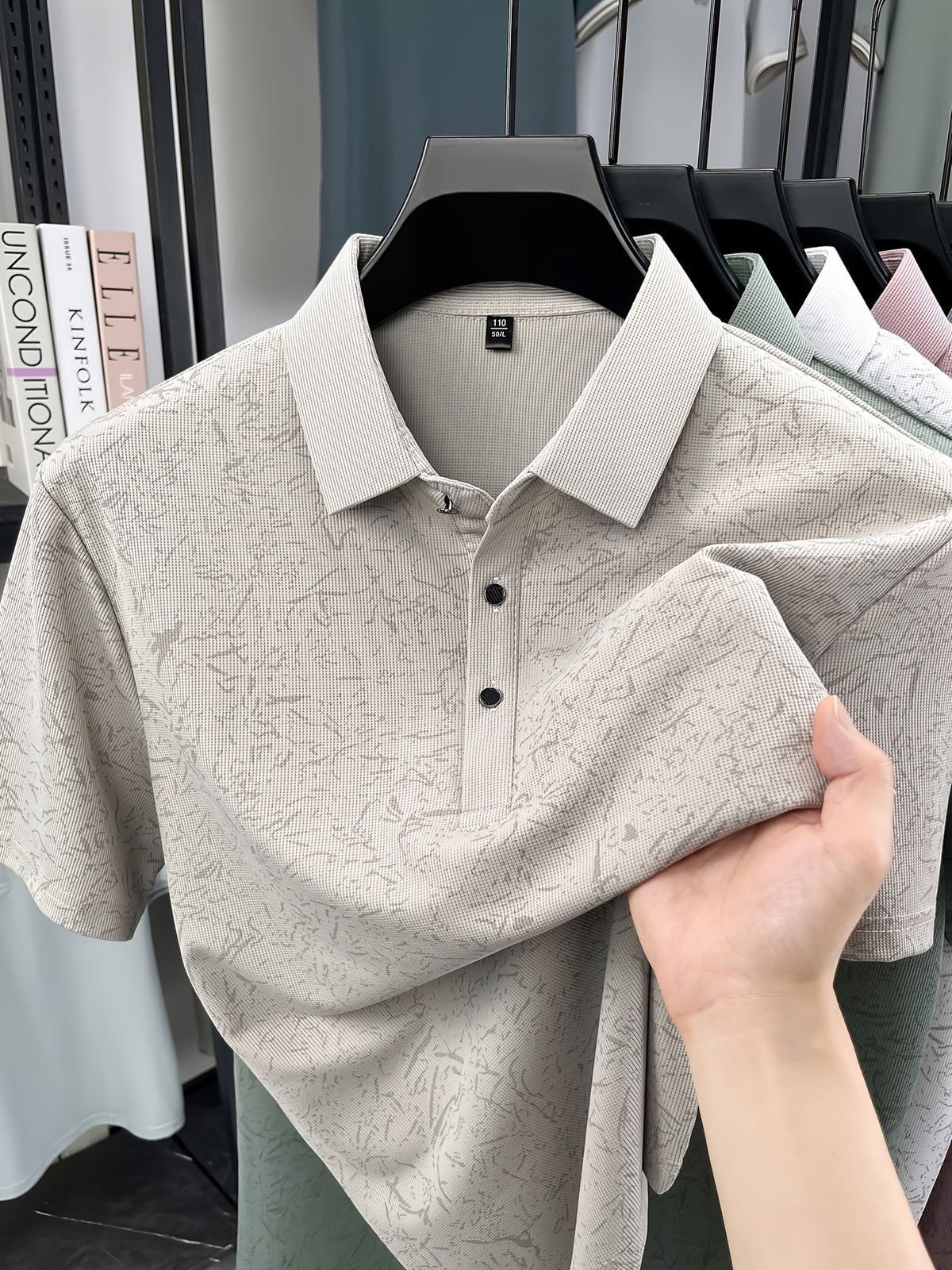 Men'S Summer Polo Shirt, Short Sleeve Button-Up Golf T-Shirt, Soft Comfortable Breathable Slim Fit Business Casual Daily Top, Men'S Short Sleeve Sweatshirt, Commute Versatile Men'S Gift - Off-white